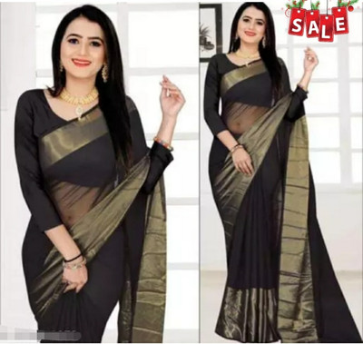 Vragi Embellished, Self Design Bollywood Chiffon Saree(Black)