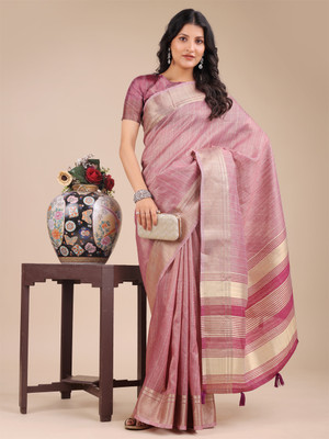 MADHUSUDAN TEX FAB Checkered Bollywood Organza Saree(Purple)