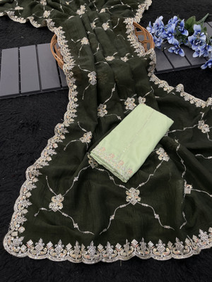 Ethina Fashion Dyed Bollywood Art Silk Saree(Light Green)