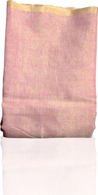 NISA silk creation Solid/Plain Kota Doria Linen Saree(Beige)