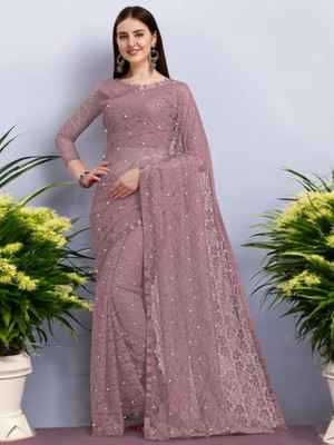 NexxaFashion Self Design Bollywood Net Saree(Purple)