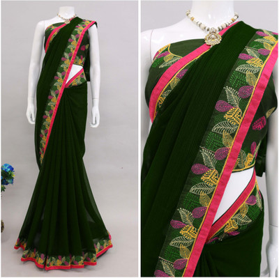 monoria Embroidered Bollywood Georgette Saree(Multicolor)