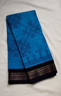 New Alankar sarees Printed Handloom Handloom Pure Cotton Saree(Blue)