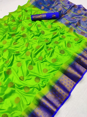 BHOLEBABA CREATION Woven Banarasi Tussar Silk Saree(Light Green)