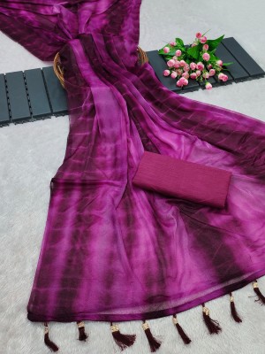 SAVKRIZ Dyed Bollywood Lycra Blend Saree(Pack of 2, Purple)