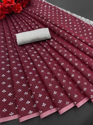 TRENDY TRENDZ Printed Daily Wear Chanderi, Cotton Blend Saree(Maroon)