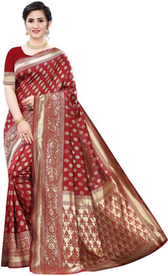 SWAMI STUDIO Self Design Banarasi Jacquard Saree(Maroon)