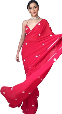 JATADHAR FAB Floral Print Ready to Wear Georgette Saree(Red)