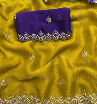 Tradivibe Embellished Bollywood Jimmy choo Saree(Brown)