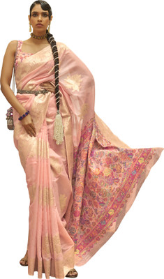 Akhilam Embroidered Chanderi Silk Blend Saree(Pink)