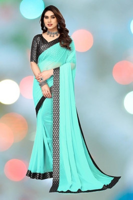 NESHVI ENTERPRISE Ombre Bollywood Georgette Saree(Blue)
