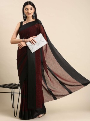 Aishwarya Printed Daily Wear Brasso, Chiffon Saree(Maroon)