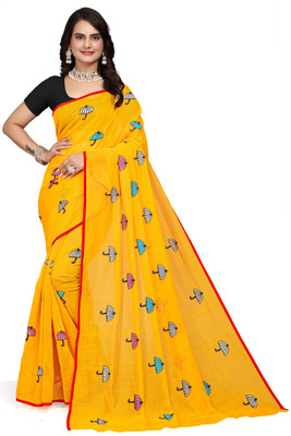Julee Embroidered Chanderi Chanderi Saree(Yellow)
