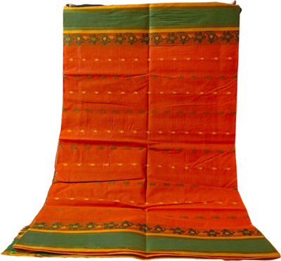 Charvi Lifestyle Woven Tant Pure Cotton Saree(Orange)