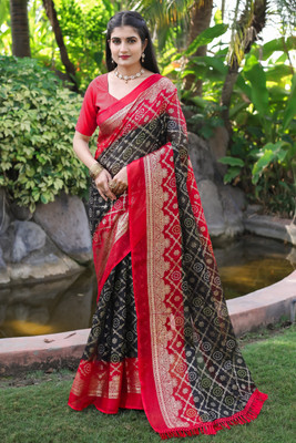 Kanooda Prints Woven Kota Doria Net Saree(Multicolor)