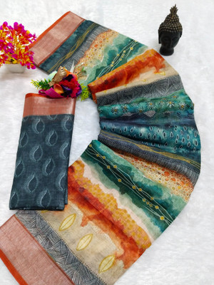 PRTRENDZ Printed Kanjivaram Pure Cotton, Cotton Silk Saree(Multicolor)