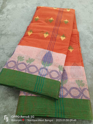 Balorampal Self Design Tant Pure Cotton Saree(Orange)