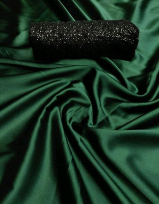 Arpita Fashion Solid/Plain, Self Design Bollywood Satin Saree(Dark Green)