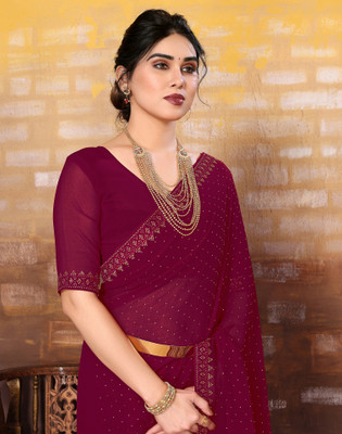 Samah Dyed, Embellished Bollywood Georgette Saree(Pink)