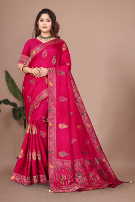 SuratSareeMall Woven, Self Design Banarasi Viscose Rayon Saree(Pink)