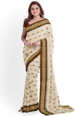 Sayak Creation Printed Bandhani Cotton Blend Saree(Brown)