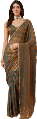 ECOLEAF Solid/Plain Saree with Attached Blouse Nylon, Satin Saree(Purple)
