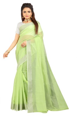 Indian Fashionista Self Design Bollywood Cotton Silk Saree(Light Green)