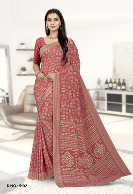 Vimla Printed Daily Wear Crepe Saree(Pink)