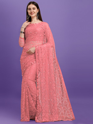 Croza Self Design Bollywood Net Saree(Multicolor)