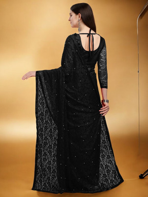NEXA Self Design Bollywood Net Saree(Black)