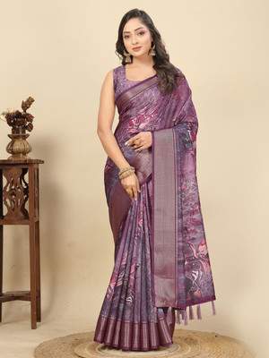 J6 Designers Self Design Assam Silk Art Silk Saree(Purple)