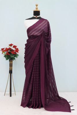 PARI DESIGNER Solid/Plain Leheria Georgette Saree(Purple)