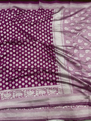 Kaaz Woven Banarasi Cotton Silk Saree(Purple)