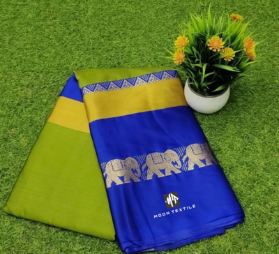 MoonTextile Temple Border Assam Silk Cotton Silk Saree(White)