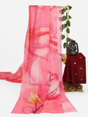 kaizen texo fab Digital Print Bollywood Organza Saree(Pink)
