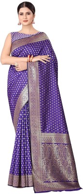 Enthone Self Design Bollywood Cotton Linen Saree(Purple)