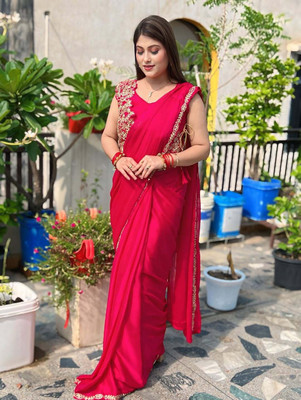 Brahmani Creation Woven Bollywood Silk Blend Saree(Pink)