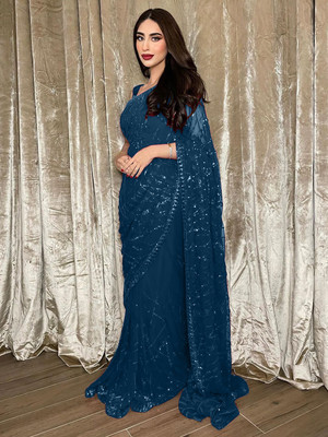 ANOUK Embellished Bollywood Georgette Saree(Blue)