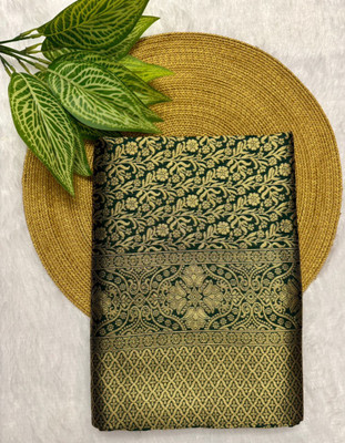 SHREEJA FASHION Woven, Temple Border Banarasi Silk Blend Saree(Green)