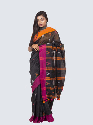 AngaShobha Embellished Gadwal Cotton Blend Saree(Black)