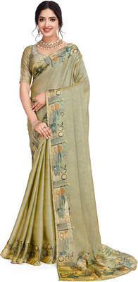 RekhaManiyar Printed Bollywood Chiffon Saree(Light Green)