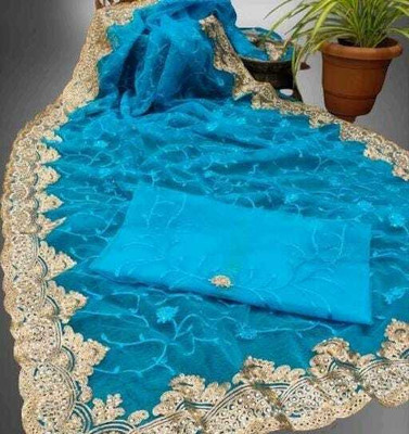 FINERFLY Embroidered Bollywood Net Saree(Multicolor)