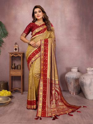 Tasrika Woven Kalamkari Pure Silk Saree(Multicolor)