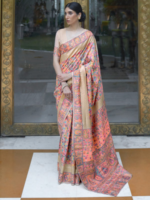 Divastri Floral Print Bollywood Silk Blend Saree(Multicolor)
