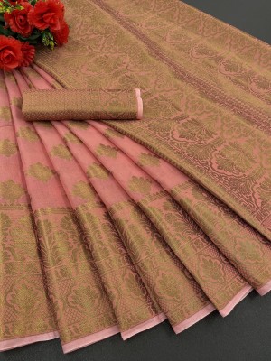 Pervas Self Design Kanjivaram Pure Silk, Cotton Silk Saree(Pink)