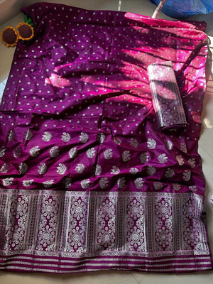 Garbguru Woven Mekhela Chador Pure Silk Saree(Purple)