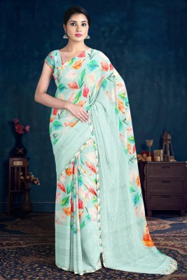 Kalamandir Printed Daily Wear Satin Saree(Light Blue)