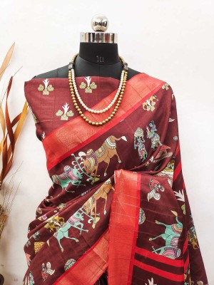Mervadiya Woven Kanjivaram Pure Silk, Art Silk Saree(Maroon)