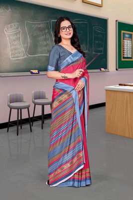 Feminista Printed, Solid/Plain Daily Wear Crepe Saree(Pink)