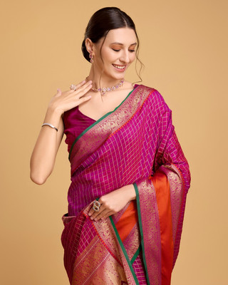 SUDIPTA Woven Banarasi Pure Silk Saree(Pink)